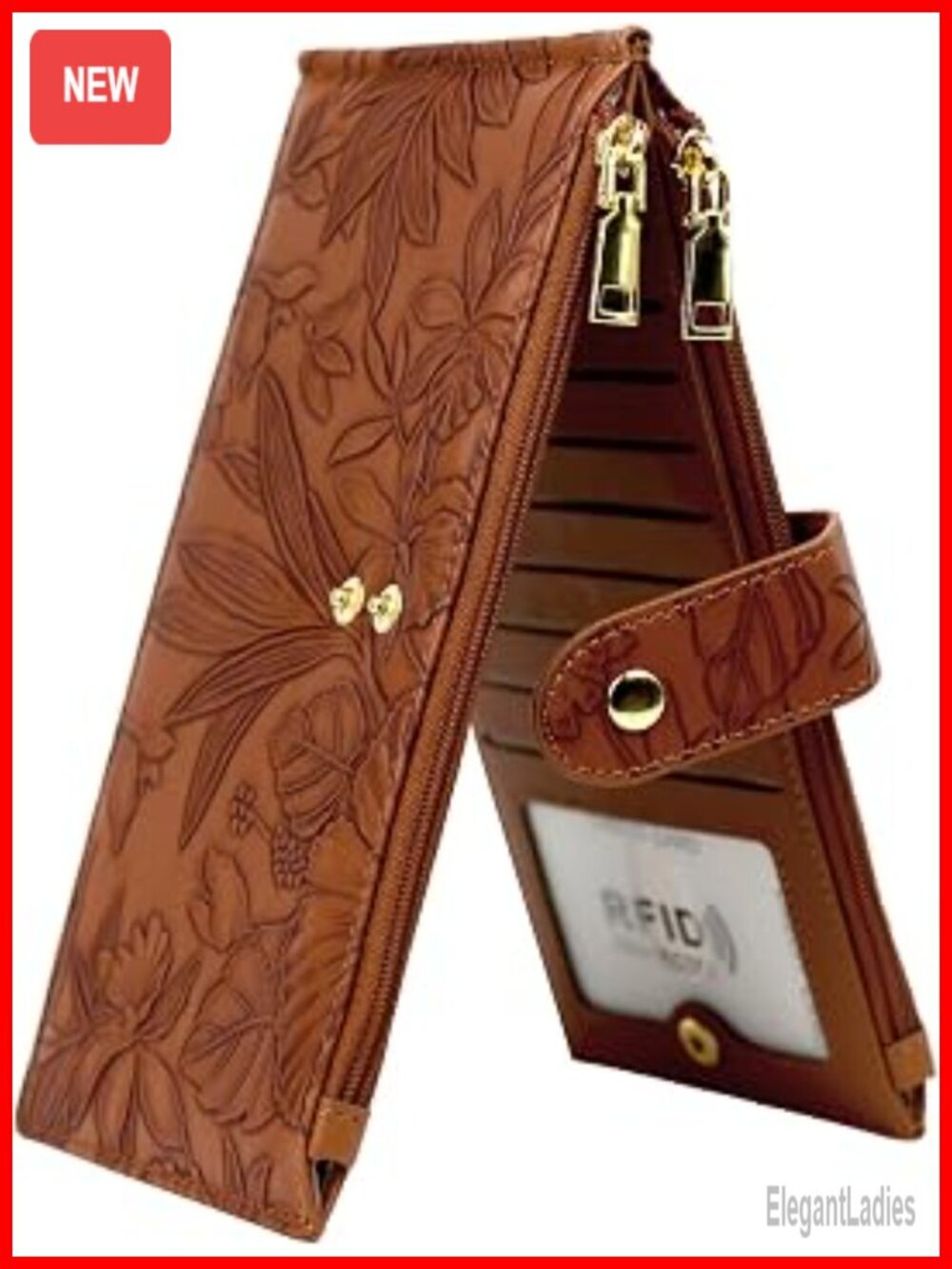 PU Leather RFID Blocking Bifold Wallet with ID Window and Coin Pockets